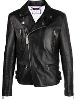 Philipp Plein veste en cuir à plaque logo au dos - Noir