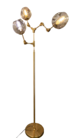 Vloerlamp Graham 3L Messing frame - 3 glas keuze - ledlampen inclusief