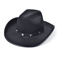 Rubies Carnaval verkleed hoed voor een cowboy - met studs - zwart&amp;nbsp;- polyester - heren/dames   -