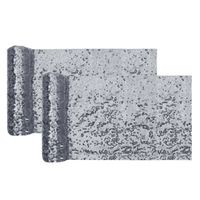 Santex Kerst tafelloper op rol - 2x - polyester - zilver pailletten - 19 x 300 cm - Tafellakens - thumbnail