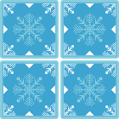 Kerst onderzetters Sneeuwvlokken blauwe tinten