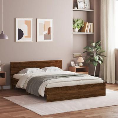 Bedframe met hoofdeinde bruin eikenkleur 150x200 cm