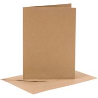 Kaarten en enveloppen, afmeting kaart 10,5x15 cm, afmeting envelop 11,5x16,5 cm, 110+230 gr, naturel, 6 set/ 1 doos