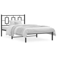 Bedframe met hoofdbord metaal zwart 107x203 cm