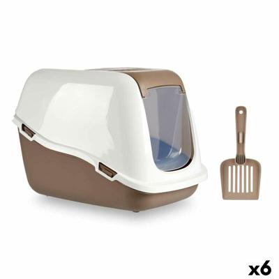 Kattenbak Wit Beige Plastic 39,7 x 57 x 39 cm (6 Stuks)
