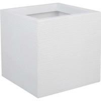 PLASTIC EDA Graphit Up vierkante bloembak - 21 L - 29,5 x 29,5 x 29,5 cm - witte ceruse