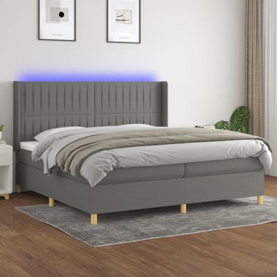 Boxspring met matras en LED stof donkergrijs 200x200 cm