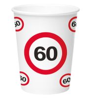 8x stuks drinkbekers van papier in 60 jaar verjaardag thema 350 ml