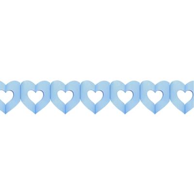 Hartjes slinger - blauw - 300 cm - papier - brandvertragend - geboorte jongen versiering