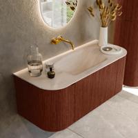 Badmeubel Mondiaz Kurve-Dlux | 110 cm | Meubelkleur Ruby | Wastafelkleur Meli | Solid surface | Wasbak midden spoelbak | Zonder kraangat(en)