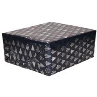 Luxe Kerst inpakpapier - cadeaupapier - donkerblauw goud - Kerstbomen - 2x rollen - 250 x 70 cm