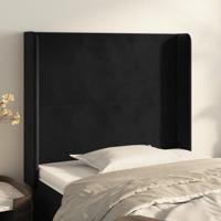 Hoofdbord met randen 83x16x118/128 cm fluweel zwart