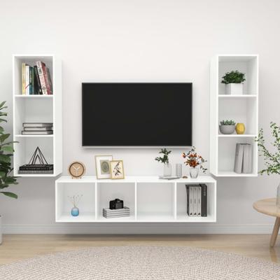 3-delige Tv-meubelset spaanplaat wit