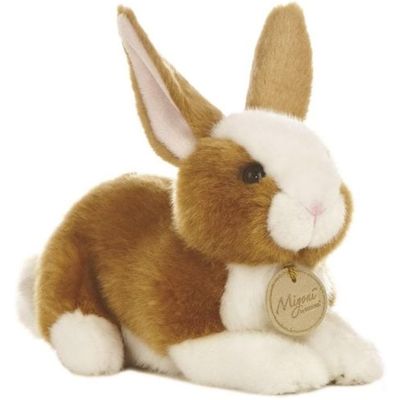 Aurora Miyoni Pluche knuffeldier konijn - lichtbruin/wit - 20 cm - bosdieren thema