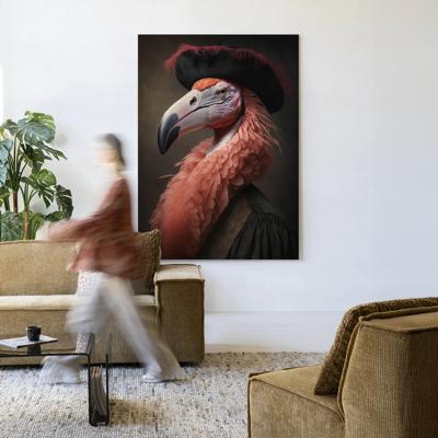 Urban Cotton Wandkleed 'Flamingo' 80 x 110cm in Frame - black