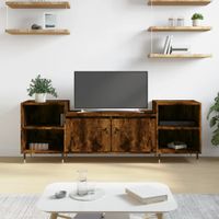 Tv-meubel 160x35x55 cm bewerkt hout gerookt eikenkleurig - thumbnail