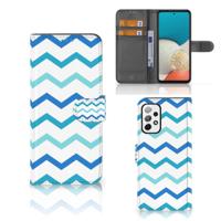 Samsung Galaxy A73 5G | Telefoon Hoesje | Zigzag Blauw | Portemonnee hoesje
