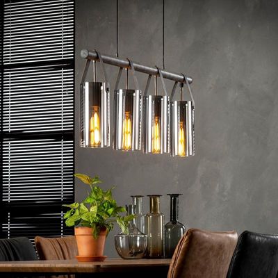 Hanglamp Verchroomd Glas | Donkergrijs Grijs