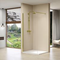 Inloopdouche Van Rijn Products Vaste Wand 59-61x200 cm Helder Glas Stabilisatiestang en Gouden Muurprofiel van Rijn