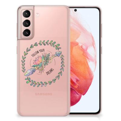 Samsung Galaxy S21 Telefoonhoesje met Naam Boho Dreams Samsung Galaxy S21 Telefoonhoesje met Naam Boho Dreams