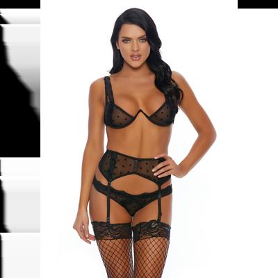 Forplay You've Dot My Number Beha, Garter Belt en Slip - XL - Zwart