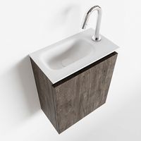 Toiletmeubel Mondiaz Ture | 40 cm | Meubelkleur Dark brown | Eden wastafel Talc Links | 1 kraangat