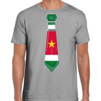 Verkleed T-shirt voor heren - stropdas Suriname - grijs - supporter - themafeest