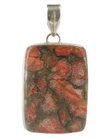 Zilveren Hanger met Mohaveturkoois Rood - Gekleurd (Model 1)