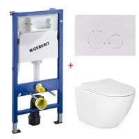 Geberit Delta UP100 toiletset 20 wandcloset wit glans 53 cm met softclose zitting en drukplaat wit glans - thumbnail