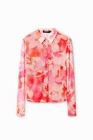 Gebloemde tulen T-shirt - RED - L