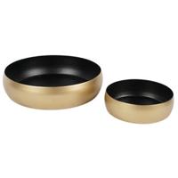 Schaal goud mat zwart 14,5 cm 2 assorti set van 2