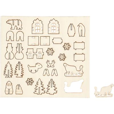 Creativ Company Diy houten figuren, kerst, l: 15,5 cm, b: 17 cm, dikte 3 mm, 1 doos