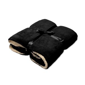Pluche plaid/deken zwart 130 x 160 cm