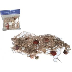 Decoratie visnet met schelpen - naturel - 100 x 200 cm - netten