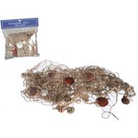 Decoratie visnet met schelpen - naturel - 100 x 200 cm - netten