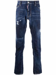 DSQUARED2 jean droit à détails effilochés - Bleu