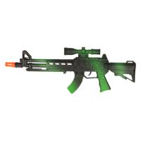 Verkleed speelgoed Politie/soldaten geweer - machinegeweer - zwart/groen - plastic - 38 cm   - - thumbnail