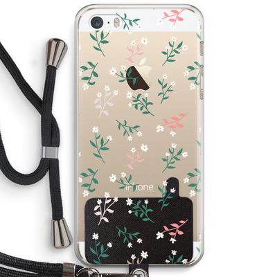 Small white flowers: iPhone 5 / 5S / SE Transparant Hoesje met koord