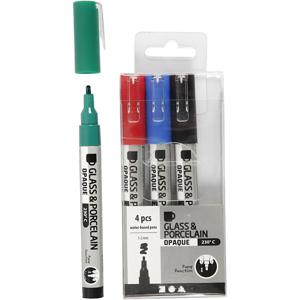 Creativ Company 31336 markeerstift 4 stuk(s) Kogelpunt Zwart, Blauw, Groen, Rood