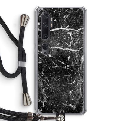 Zwart marmer: Xiaomi Mi Note 10 Transparant Hoesje met koord