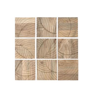 Wanddecoratie Home ESPRIT Natuurlijk Modern Blad van een plant 90 x 3 x 90 cm (9 Onderdelen)