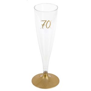 Verjaardag feest champagneglazen - leeftijd - 6x - 70 jaar - goud - kunststof