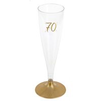 Verjaardag feest champagneglazen - leeftijd - 6x - 70 jaar - goud - kunststof
