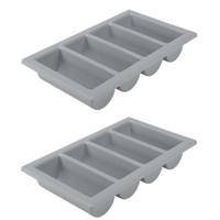 Horeca bestekbak/bestekhouder - 2x - 53 x 32 x 10 cm - 4 vakken - opberg accessoires - BBQ/Feestje