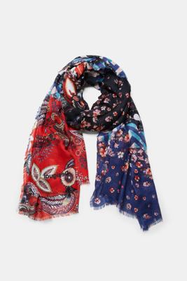 Rechthoekige sjaal met stroken - BLACK - U