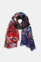 Rechthoekige sjaal met stroken - BLACK - U