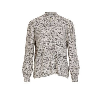 VILA gebloemde blouse VIZUGI ecru/blauw VILA gebloemde blouse VIZUGI ecru/blauw
