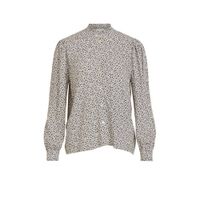 VILA gebloemde blouse VIZUGI ecru/blauw - thumbnail