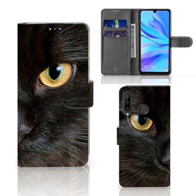 Huawei P30 Lite (2020) | Telefoonhoesje | Met pasjeshouder | Zwarte Kat