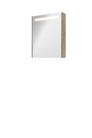 Proline Premium spiegelkast met spiegels aan binnen- en buitenzijde, geïntegreerde LED-verlichting en 1 deur 60 x 60 x 14 cm, raw oak
